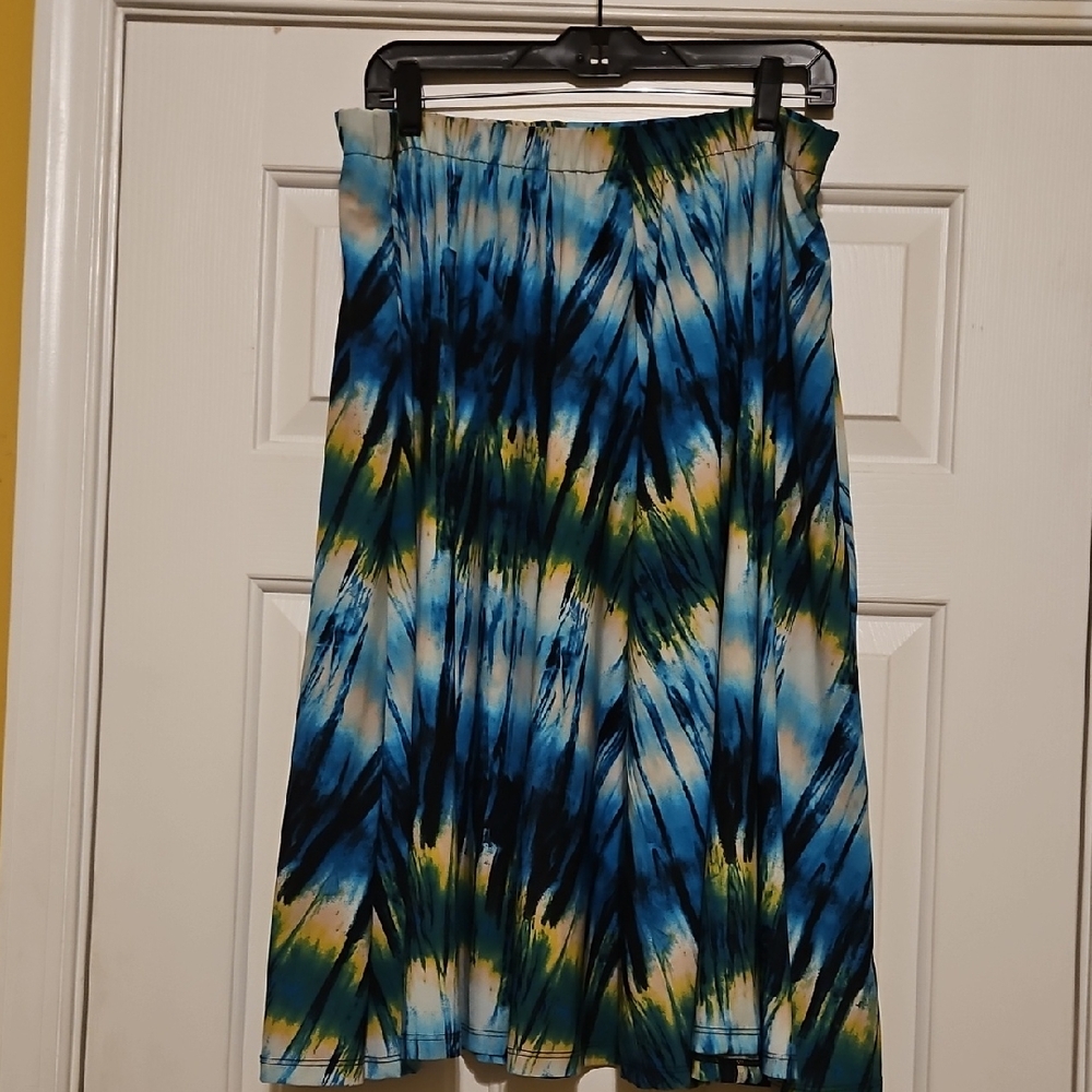 Rebdolls Vibrant Blue and Green A-Line Skirt